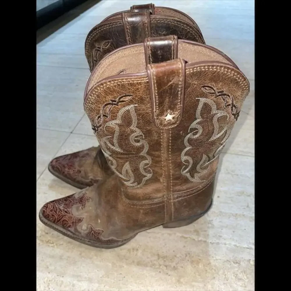 Tony Lama Kids‎ Vaquero Brown Leather Western Boots Children’s Size 3D
